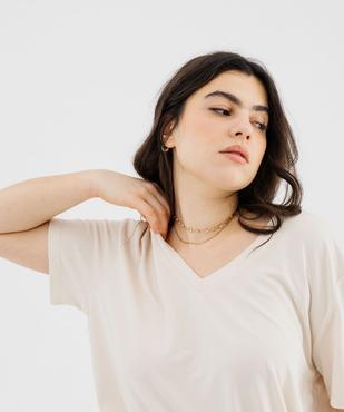 Tee-shirt manches courtes en modal souple col V femme grande taille vue2 - GEMO (G TAILLE) - GEMO
