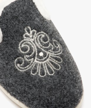 Chaussons femme pantoufles confort en feutrine brodée vue6 - G'FLEX - GEMO