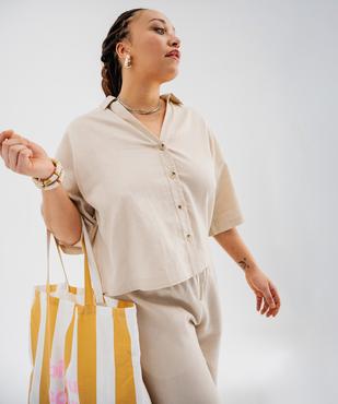 Chemise manches courtes en viscose et lin femme grande taille vue1 - GEMO 4G GT - GEMO