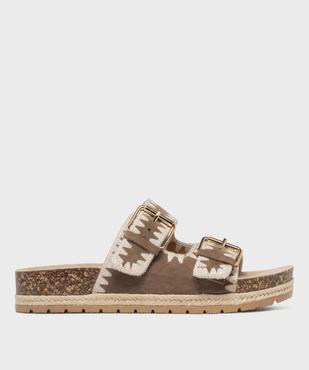 Mules à semelle plateforme et larges brides brodées femme - 5 Miles vue1 - 5 MILES - GEMO