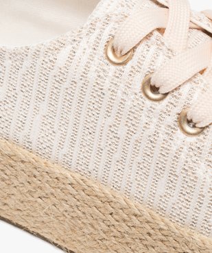 Baskets en toile pailletées avec semelle plateforme en corde femme vue7 - FOLLOW ME G4G - GEMO