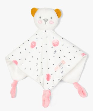 Doudou bébé à pois avec tête de nounours vue1 - GEMO - GEMO