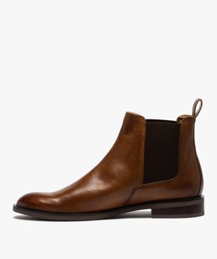 Boots homme style chelsea unis dessus cuir vue3 - GEMO(URBAIN) - GEMO