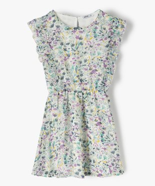 Robe fille à motifs fleuris et rayures pailletées vue1 - GEMO (ENFANT) - GEMO