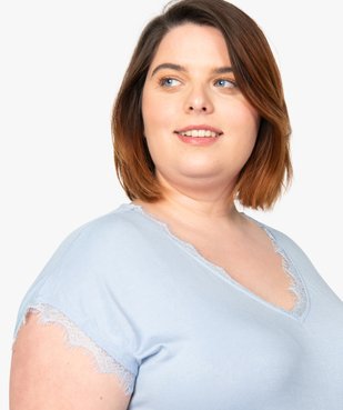 Tee-shirt femme sans manches avec finitions dentelle vue2 - GEMO (G TAILLE) - GEMO