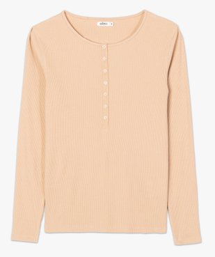 Tee-shirt femme à manches longues en maille côtelée vue4 - GEMO(FEMME PAP) - GEMO