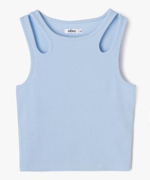 Débardeur en maille côtelée avec bretelles ajourées fille vue1 - GEMO 4G FILLE - GEMO