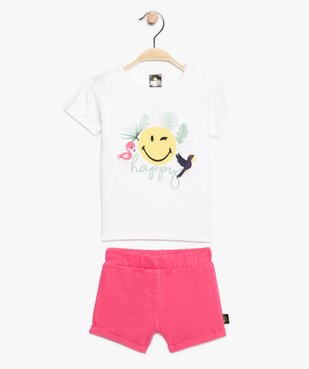 Ensemble fille (2 pièces) : short + tee-shirt - SmileyWorld vue1 - SMILEY - GEMO
