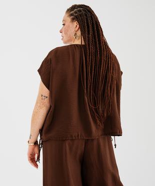Gilet manches courtes en maille ajourée femme grande taille vue3 - GEMO 4G GT - GEMO