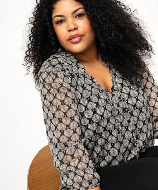 Blouse grande taille à manches longues en voile femme vue1 - GEMO (G TAILLE) - GEMO