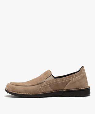 Mocassins homme confort dessus cuir retourné uni vue3 - ZEN AIR - GEMO