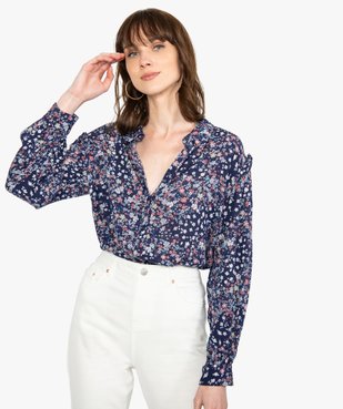 Chemise femme en crêpe avec empiècements froncés aux épaules vue1 - GEMO(FEMME PAP) - GEMO