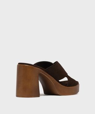 Mules à talon et semelle plateforme dessus cuir femme - Tanéo vue4 - TANEO - GEMO