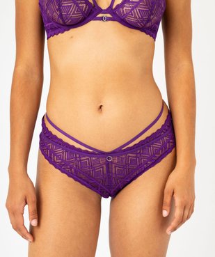 Shorty en dentelle graphique à brides élastiques femme vue1 - GEMO(HOMWR FEM) - GEMO