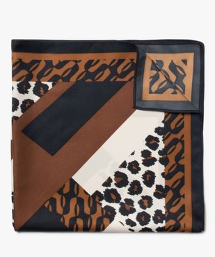 Foulard carré en satin imprimé léopard femme vue2 - GEMO 4G FEMME - GEMO