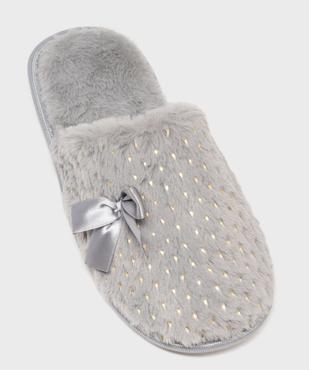 Chaussons mules en fourrure imitation à pois dorés femme vue5 - GEMO 4G FEMME - GEMO