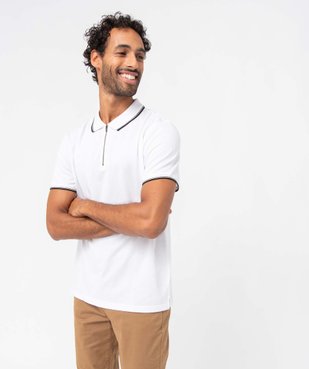 Polo homme à manches courtes avec col zippé vue2 - GEMO (HOMME) - GEMO