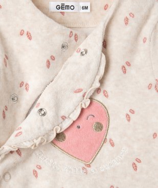 Pyjama bébé fille en velours avec motifs pailletés vue3 - GEMO(BB COUCHE) - GEMO