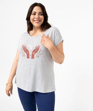 Tee-shirt femme grande taille à manches courtes avec motifs vue1 - GEMO (G TAILLE) - GEMO