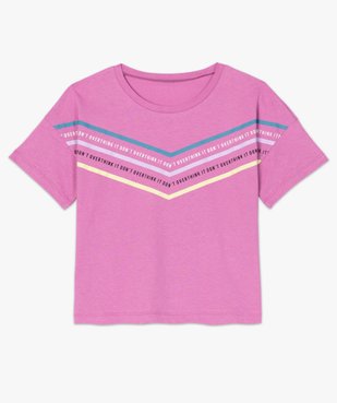Tee-shirt femme avec inscriptions et bandes colorées vue4 - FOLLOW ME - GEMO