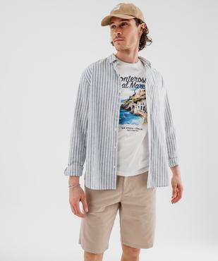 Tee-shirt manches courtes en jersey de coton imprimé homme vue5 - GEMO 4G HOMME - GEMO