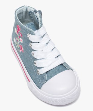 Tennis bébé fille montantes en toile brodées vue5 - GEMO(BEBE DEBT) - GEMO