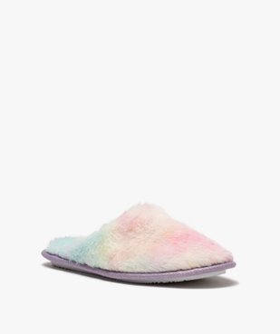 Chaussons femme mules plates en textile duveteux vue2 - GEMO(HOMWR FEM) - GEMO