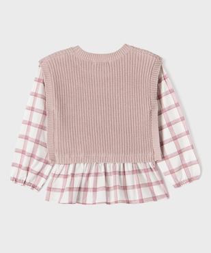 Pull avec manches et volants en coton effet 2 en 1 fille vue4 - GEMO (ENFANT) - GEMO