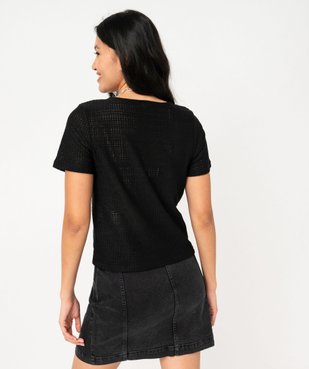 Tee-shirt à manches courtes en maille ajourée esprit crochet femme vue3 - GEMO(FEMME PAP) - GEMO