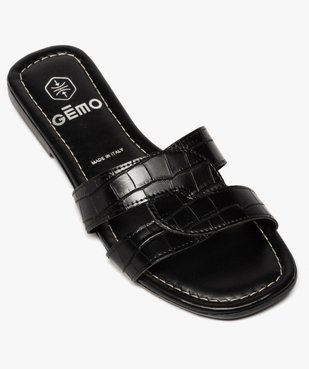 Mules femme à talon plat et brides unies imitation croco vue5 - GEMO (CASUAL) - GEMO