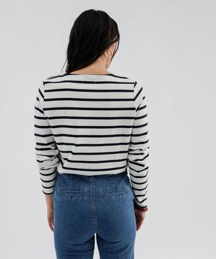 Tee-shirt manches longues rayé marinière femme - LuluCastagnette vue4 - LULU CASTAGNETTE GEMO FOR GOOD - GEMO