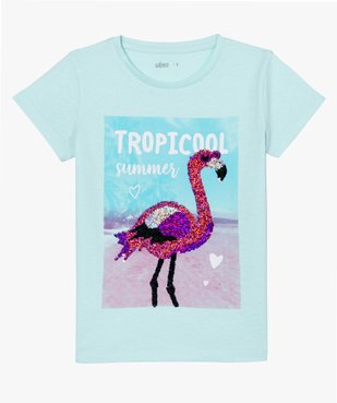 Tee-shirt fille avec motif en sequins réversibles vue1 - GEMO (ENFANT) - GEMO