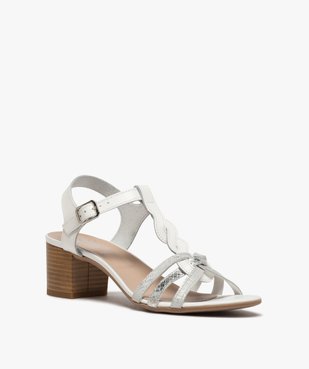 Sandales femme à talon carré et fines brides en cuir vue2 - Nikesneakers(URBAIN) - Nikesneakers