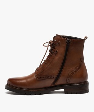 Boots femme à lacets dessus cuir à bordures fleuries vue3 - GEMO (CASUAL) - GEMO