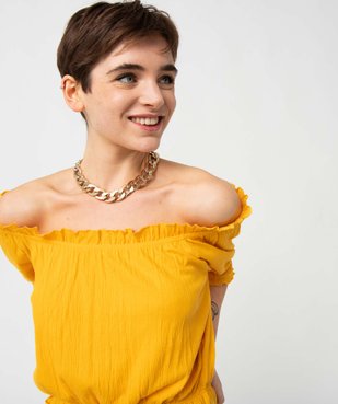 Tee-shirt femme à manches courtes avec finitions froncées  vue2 - GEMO(FEMME PAP) - GEMO