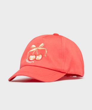 Casquette en coton brodée cerises bébé fille vue1 - GEMO 4G BEBE - GEMO