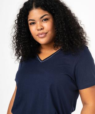 Tee-shirt femme grande taille avec col V et manches courtes vue2 - GEMO (G TAILLE) - GEMO