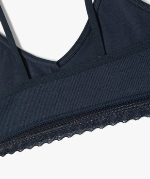 Brassière à fines bretelles en maille côtelée fille vue2 - GEMO 4G FILLE - GEMO
