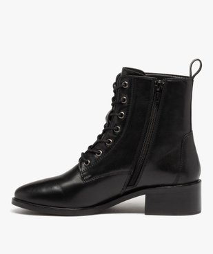 Bottines femme en cuir uni et à lacets ronds - Taneo vue3 - TANEO - GEMO