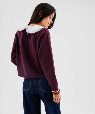 Sweat court à grand col Claudine volanté femme vue5 - GEMO(FEMME PAP) - GEMO