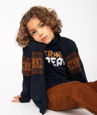 Gilet zippé avec doublure sherpa garçon vue1 - GEMO (ENFANT) - GEMO