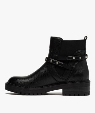 Boots femme unis à semelle crantée et bride à clous vue3 - GEMO (CASUAL) - GEMO