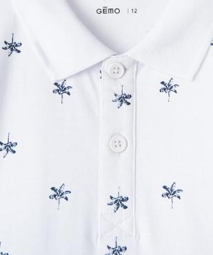 Polo garçon à manches courtes à micro-motifs vue3 - GEMO (JUNIOR) - GEMO