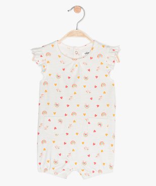 Combishort bébé fille imprimé 100% coton biologique vue1 - GEMO C4G BEBE - GEMO