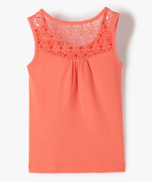 Débardeur fille côtelé avec dos en dentelle brodée vue3 - GEMO (ENFANT) - GEMO
