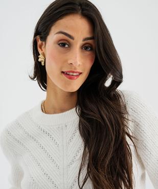 Pull en maille douce et extensible à plastron ajouré femme vue3 - GEMO 4G FEMME - GEMO