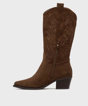 Bottes à talon cubain et bout pointu look santiag femme vue3 - SANS MARQUE - GEMO