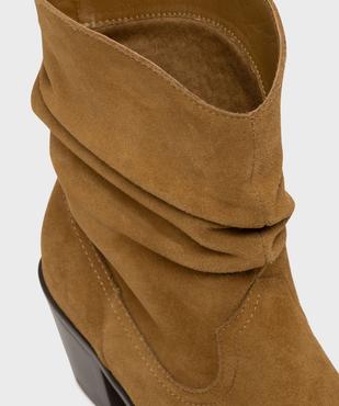 Boots dessus cuir velours avec tige plissée femme - Tanéo vue6 - TANEO - GEMO