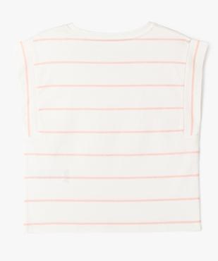 Tee-shirt manches ultra courtes à rayures coupe oversize fille vue3 - GEMO 4G FILLE - GEMO