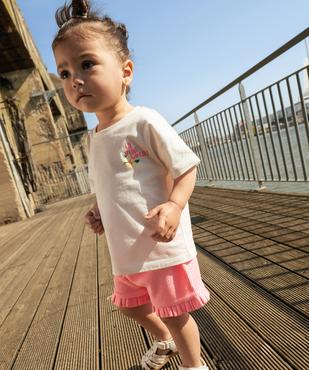 Short en maille nid d’abeille avec volants bébé fille vue4 - GEMO 4G BEBE - GEMO